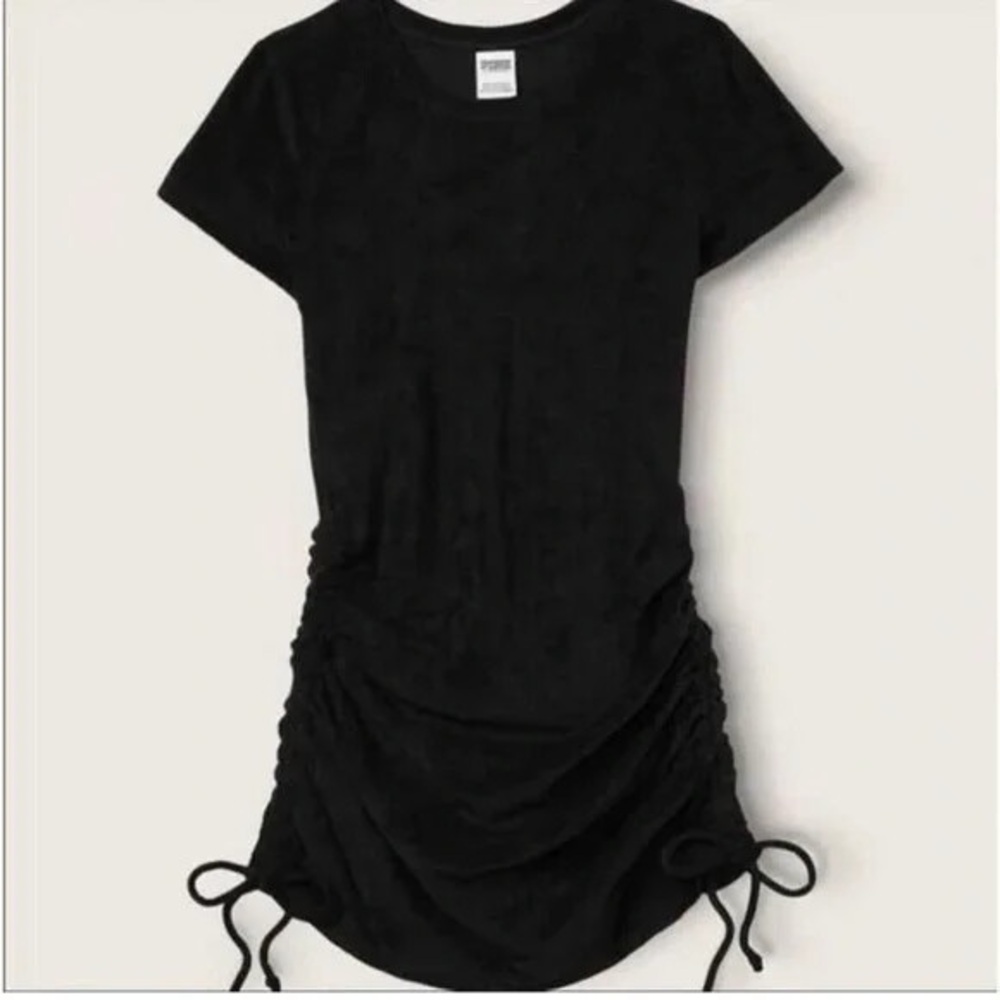 Victoria’s Secret PINK Beach Terry Ruched Sides Dress – Black (XS)
